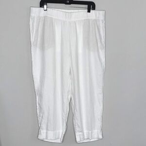 J. Jill PureJill Linen Pants XL White Wide Leg Pockets Coastal Lagenlook Summer